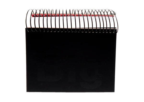 Caderno espiral preto isolado no fundo branco — Fotografia de Stock