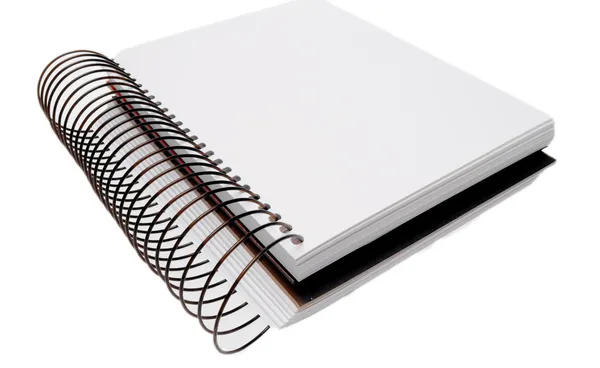 Zwarte spiraal notebook geïsoleerd op witte achtergrond — Stockfoto