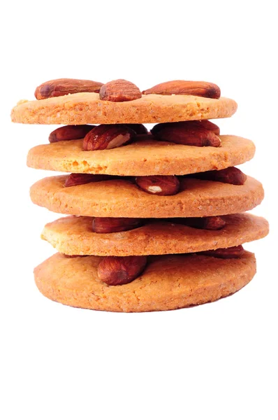 Cookie-uri de Crăciun. Biscuiți de migdale de casă, izolați pe fundal alb . — Fotografie, imagine de stoc