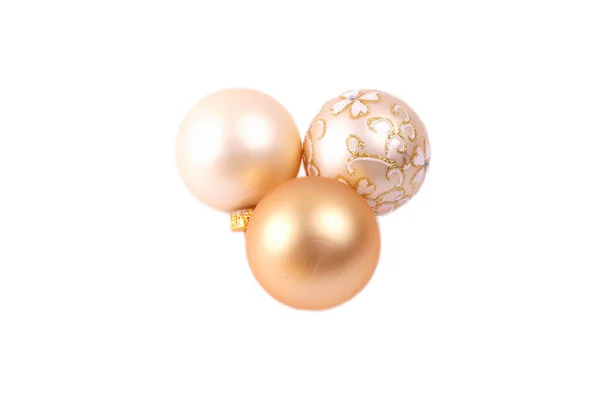 Golden christmas balls isolated on white background — Stock Photo, Image