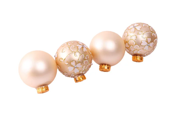 Golden christmas balls isolated on white background — Stock Photo, Image
