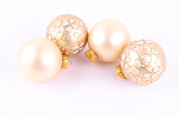 Golden christmas balls isolated on white background — Stock Photo, Image