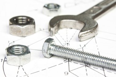 somun anahtarı ve fındık, teknik çizim üzerine makinist kavramı