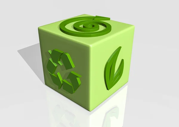Recycle green cube on white background, 3d render — Stock Photo, Image