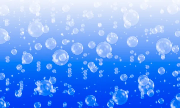 Bulles de savon sur fond d'eau bleue — Photo