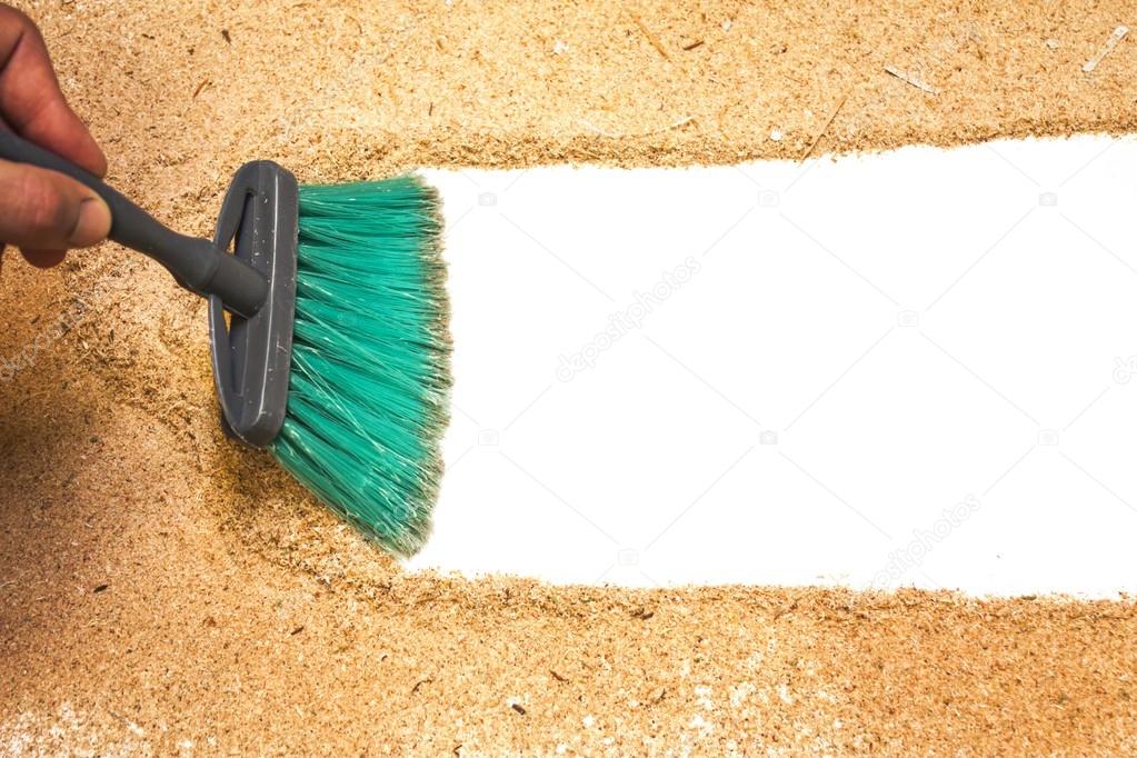 Sweep, wood shaving on white background