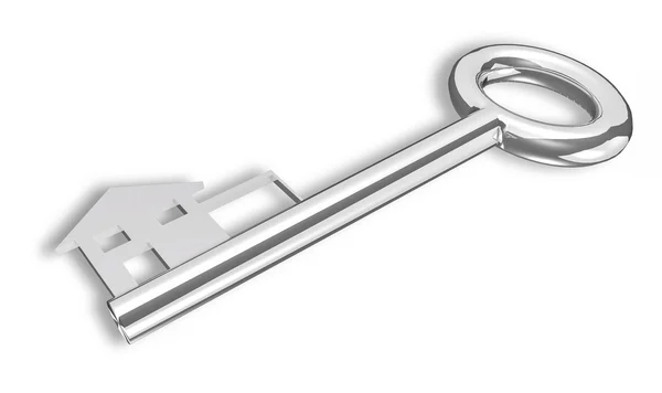 Silver house key — Stock Photo, Image