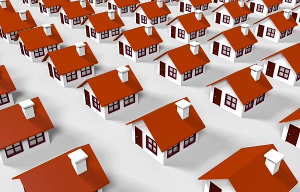 3d houses lined — Stock Photo, Image