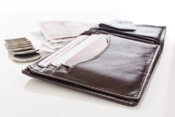 Open brown wallet — Stock Photo, Image