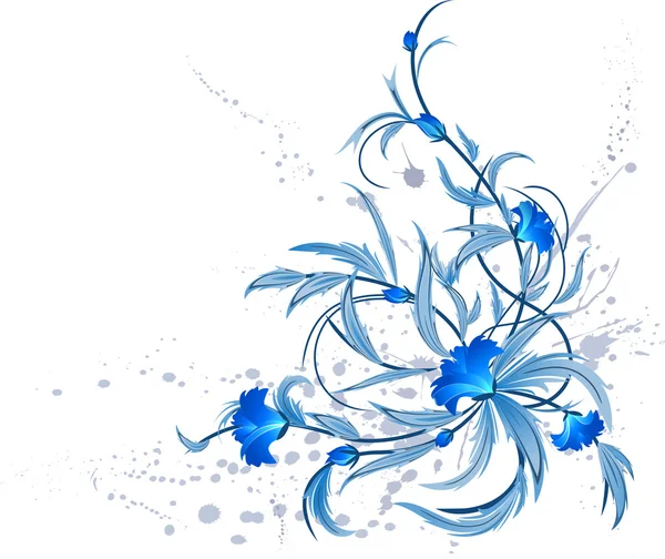 Blauwe florale decoratie. — Stockvector