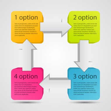 Business project template with arrows and text areas clipart