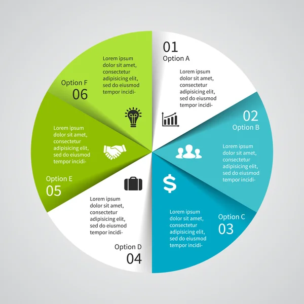 Infografía del diagrama del círculo vectorial para la presentación del negocio — Vector de stock