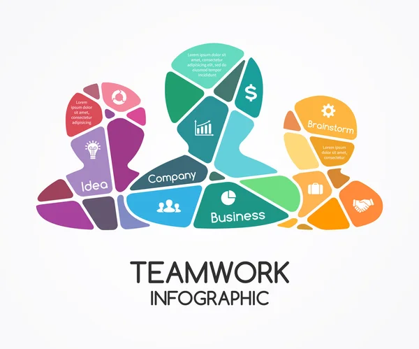 Infographie du travail d'équipe vectoriel social. Présentation d'entreprise . — Image vectorielle