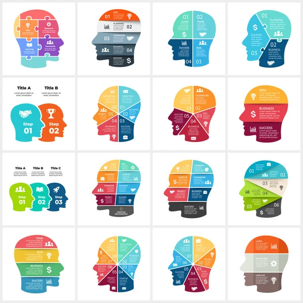 Infographie du casse-tête humain. Produire de nouvelles idées. Concept éducatif. Modèle de diapositive vectorielle. Illustration de pensée créative. Intelligence artificielle. — Image vectorielle