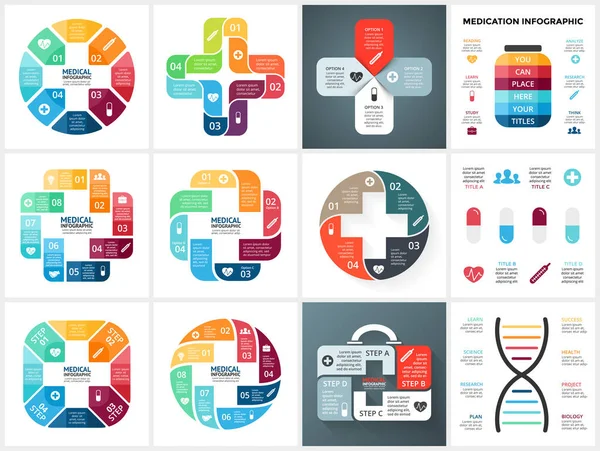 Más plantilla de infografía de signos. Símbolo médico. Ilustración vectorial creativa. Logo médico del hospital. Gráficos vectoriales