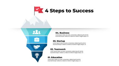 Buzdağı bilgileri var. Başarıya 4 adım kaldı. Sunum kaydırma şablonu. Girişim işi. Başarılı bir sonuca götüren süreçlerin analizleri. 