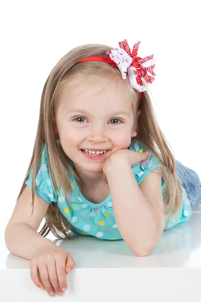 Picture of happy little girl over white — Stock Photo, Image