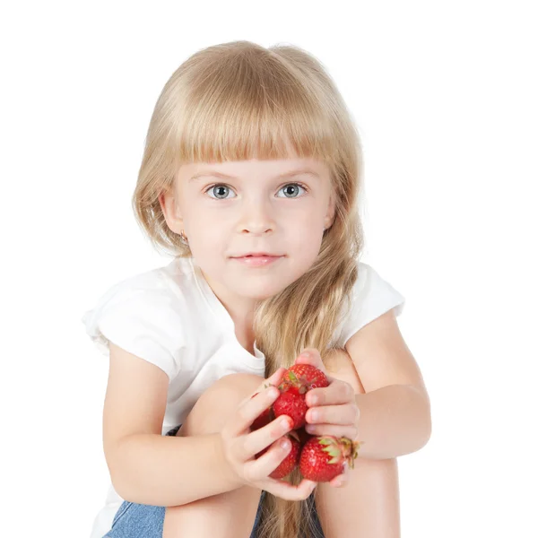 Kislány eperrel — Stock Fotó