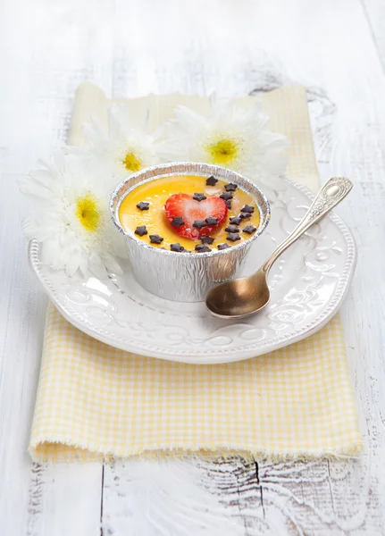 Panna cotta on white table — Stock Photo, Image