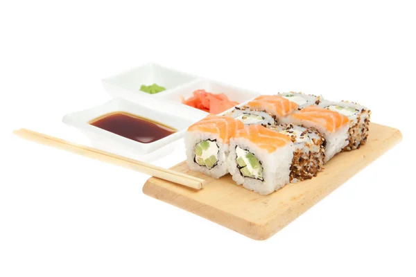 Set de sushi japonés sobre blanco — Foto de Stock