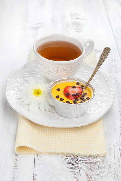 Panna cotta on white table — Stock Photo, Image