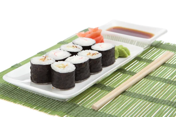 套上白色的日本寿司的 — 图库照片