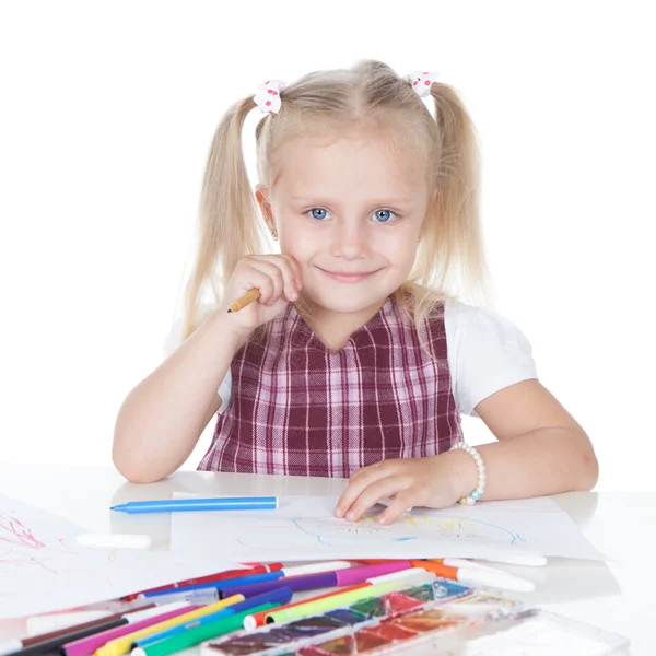 Lustiges kleines Schulmädchen — Stockfoto