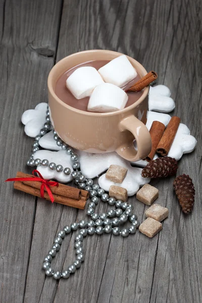 Heiße Schokolade mit Marshmallows — Stockfoto