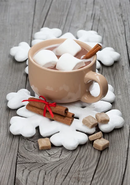 Heiße Schokolade mit Marshmallows — Stockfoto