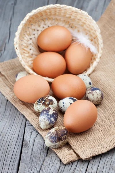 Φρέσκα αυγά σε έναν πίνακα — Φωτογραφία Αρχείου