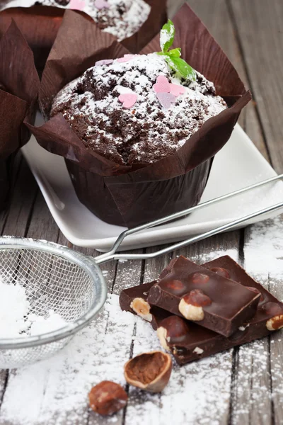 Frische Schokoladenmuffins — Stockfoto