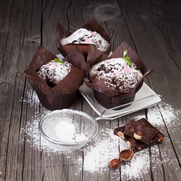 Fresh chocolate muffins — Stock Photo, Image