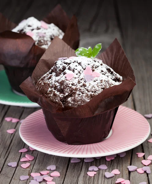 Verse chocolade muffins — Stockfoto