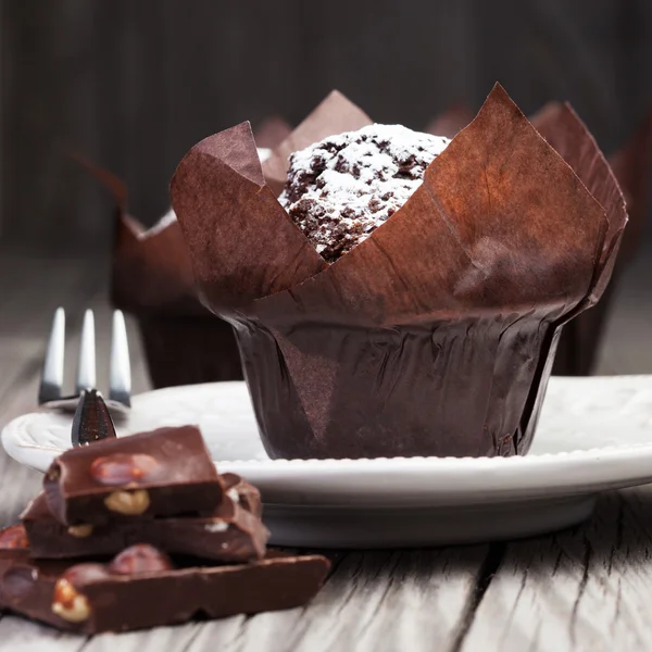 Fresh chocolate muffins — Stock Photo, Image