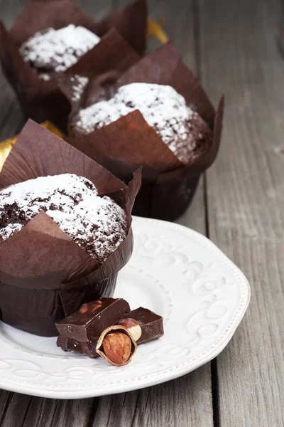 Verse chocolade muffins — Stockfoto