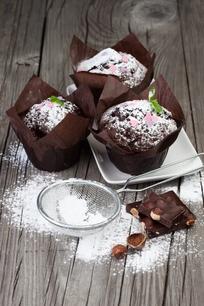 Fresh chocolate muffins — Stock Photo, Image