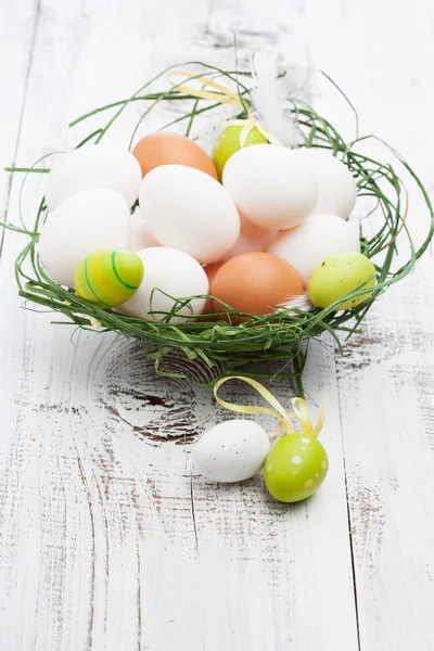 Easter eggs in a nest — Stock Photo, Image