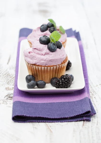 Blueberry cupcakes — Stock Photo, Image