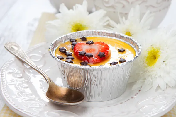 Panna cotta on white table — Stock Photo, Image