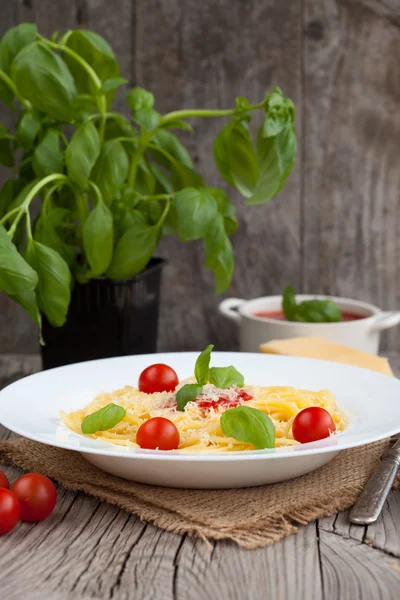 Plaat van gezonde Italiaanse spaghetti — Stockfoto