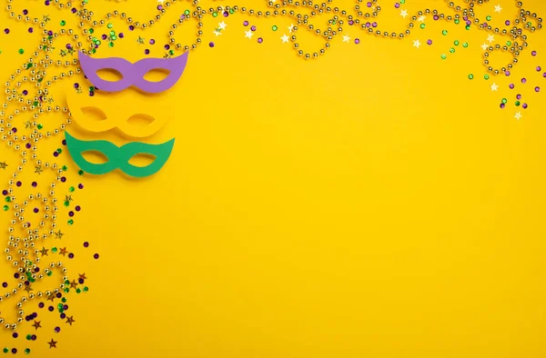 Mardi Gras Mascarada Festival Máscaras Carnaval Contas Cor Ouro Dourado — Fotografia de Stock