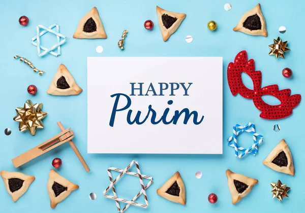 Purim Celebration Jewish Carnival Holiday Concept Tasty Hamantaschen Cookies Red — Stock Photo, Image