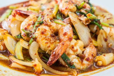 kızarmış karides stir ve hamur köri.