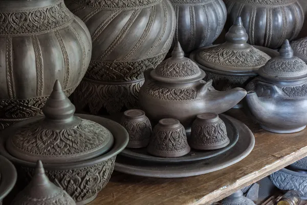 Pottery with thai pattern — Stock Photo, Image