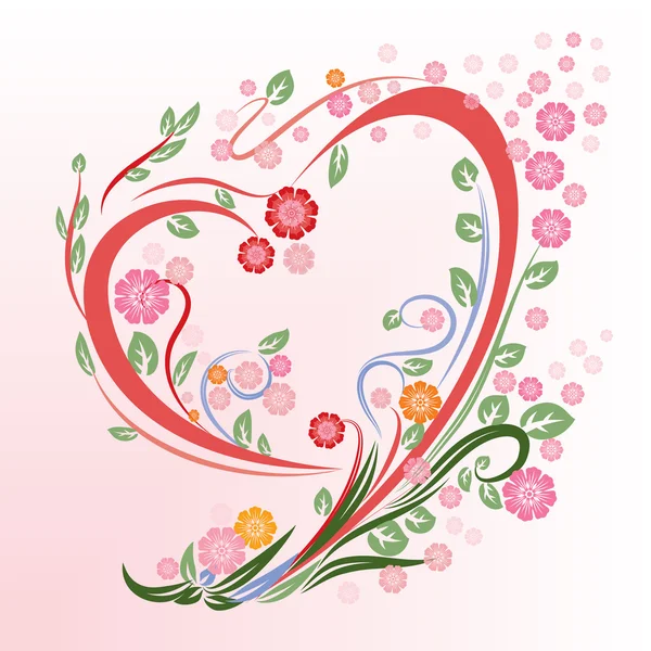 Flower in heart shape — Stock Vector