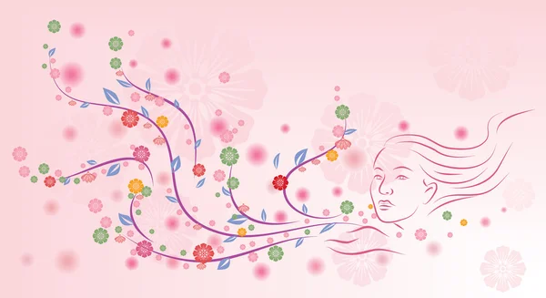 Design floral sur fond rose — Image vectorielle