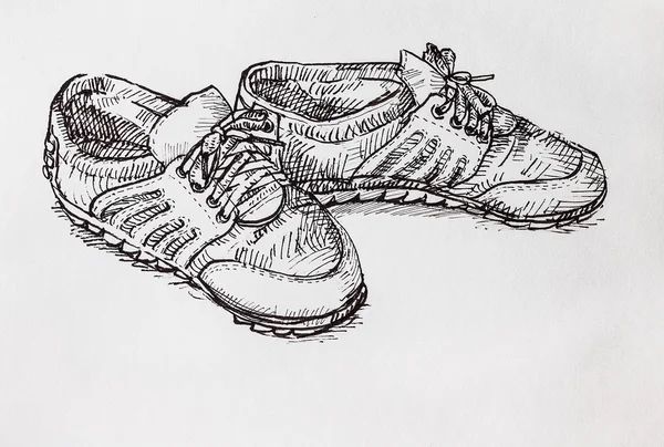 Hand drawing  a pair of shoe — Stock Photo, Image