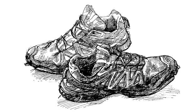 Par de zapatillas de running antiguas — Vector de stock