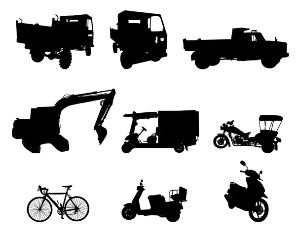 Jeu de silhouettes de véhicule — Image vectorielle