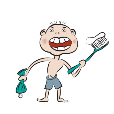 Çocuk hazırlamak dişlerini fırçalamak için